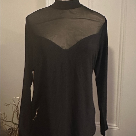 Eloquii Tops - Eloquii Black Sheer Long Sleeve Blouse